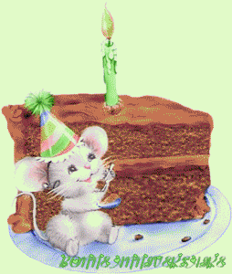 Gif animé joyeux anniversaire gateau souris